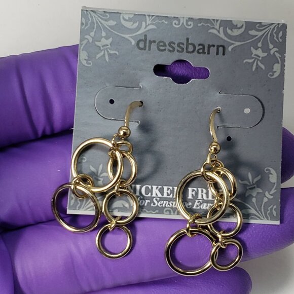 2/$30 Gold tone Hoops Cluster Design Drop Dangle Earrings, 1.75-in Women Jewelry - Picture 8 of 8